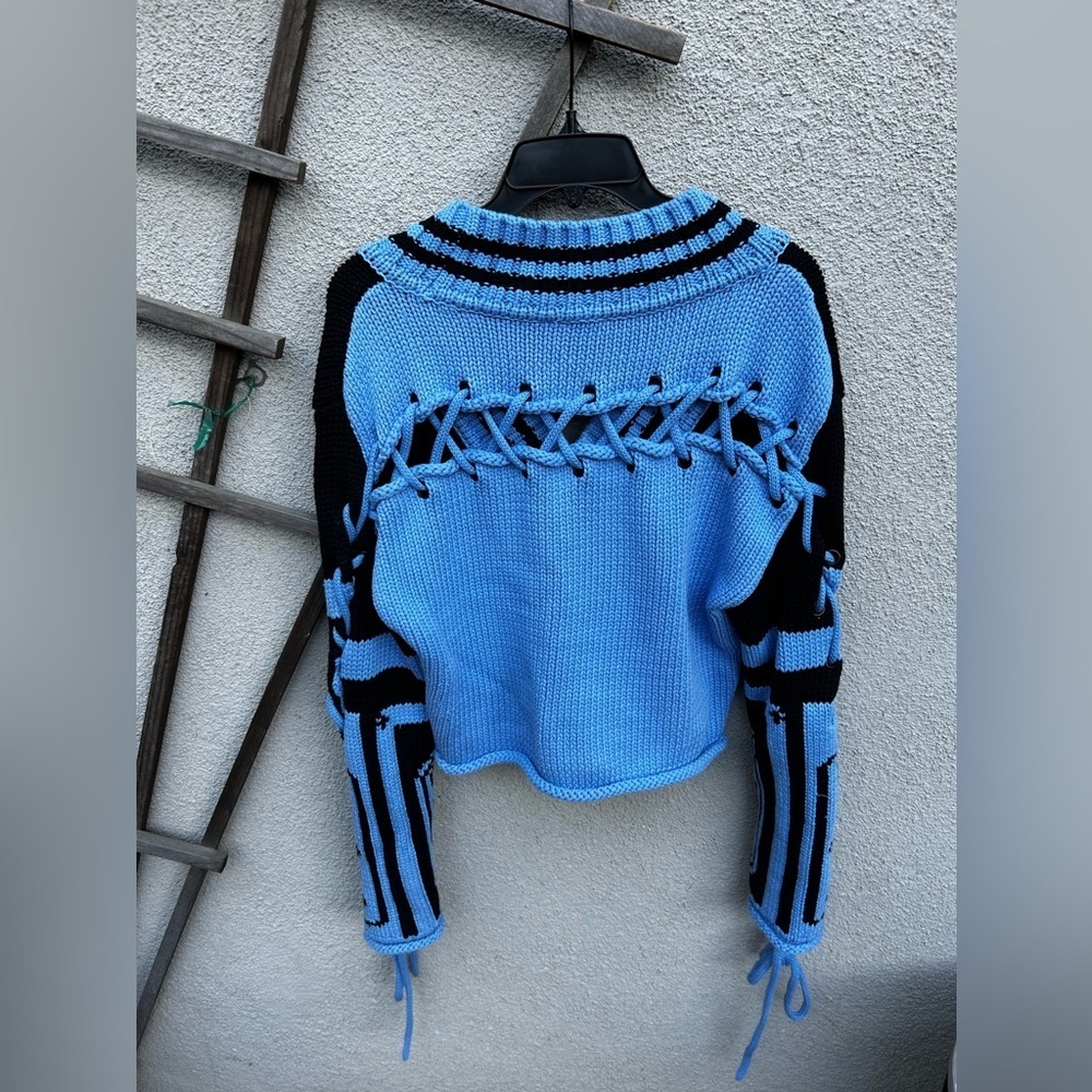 H&M Studio Collection Chunky Knit Sweater Black/Blue - Picture 13 of 14